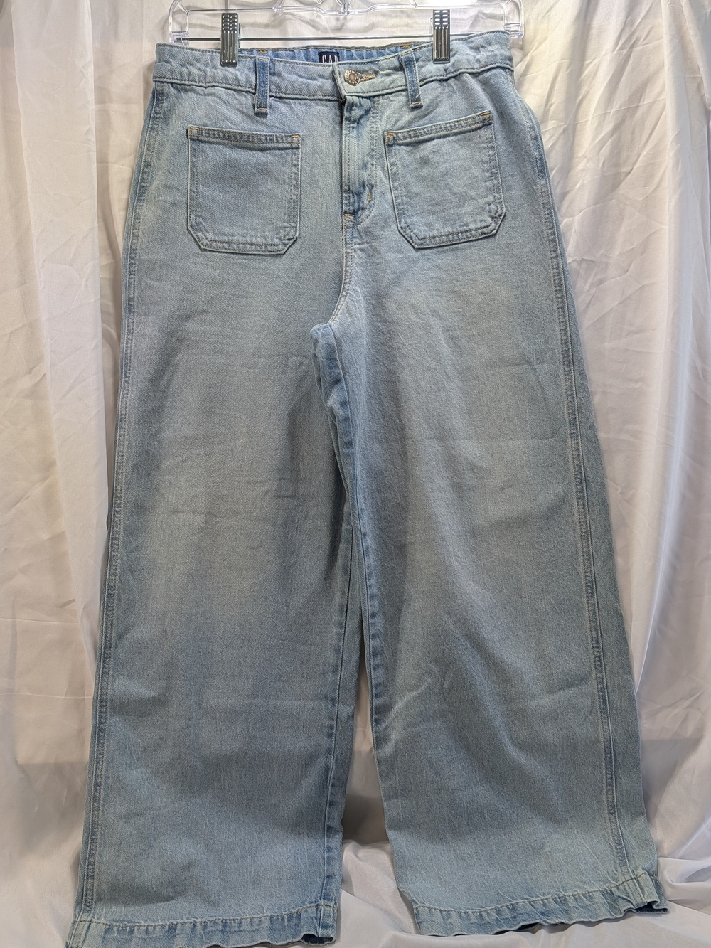 GAP Kids Patch Pocket Front Light Wash Wide Leg Girl's Jeans Size 18